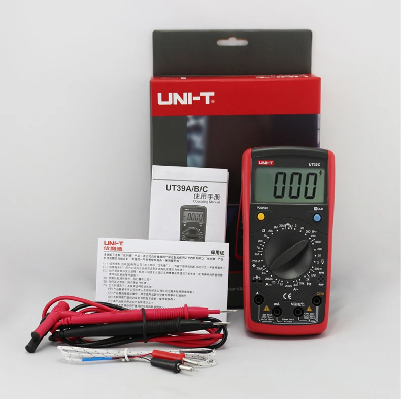 Цифровой мультиметр UNI T UT39A/UT39B/UT39C/UT39E AC DC Ручной multimetro ture rms с ЖК