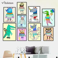 abstract animal canvas painting dinosaur raccoon sloth dog rhino wall art nordic poster and prints wall pictures kids room decor