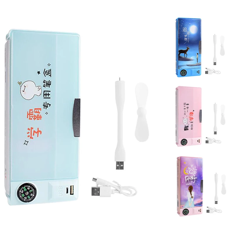 

Multifunctional Pencil Case with Usb Mini Fan. Student Pencil Case for Boys and Girls