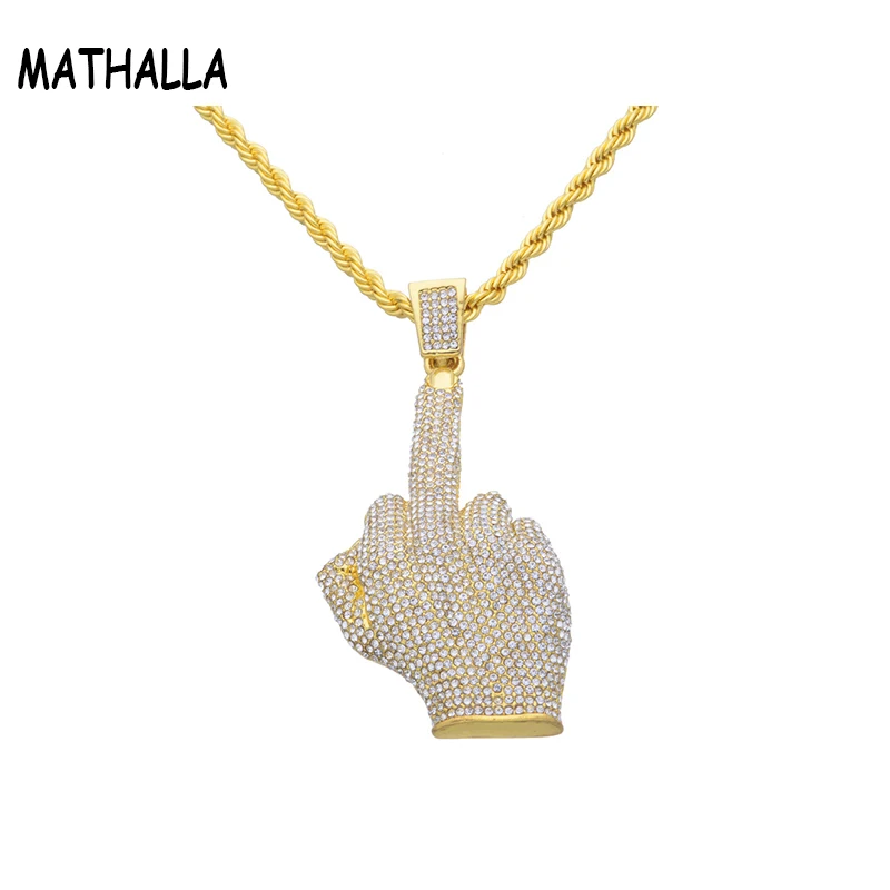 MATHALLA со льдом в виде большой руки кулон Цепочки и ожерелья лед Полный AAA