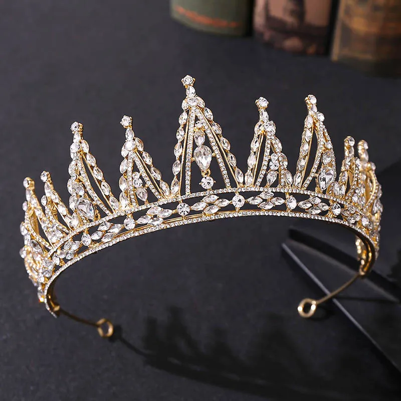 

New European and American Crystal Shining BridesCrown Alloy High-end Accessories Princess Birthday Wedding Prom for Women Girls