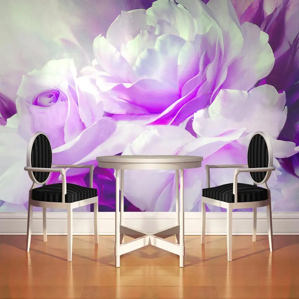 Водонепроницаемые Большие Настенные обои с фиолетовыми пионами розы холст для