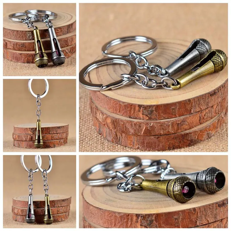 Горячая Певица микрофон струнные брелки креативный металлический сплав