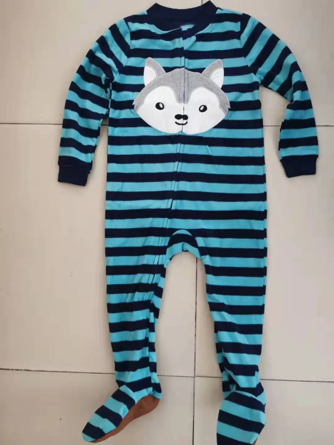 

Children's polar fleece boy and girl one-piece romper with foot one-piece romper warm pajamas spring, autumn and winter