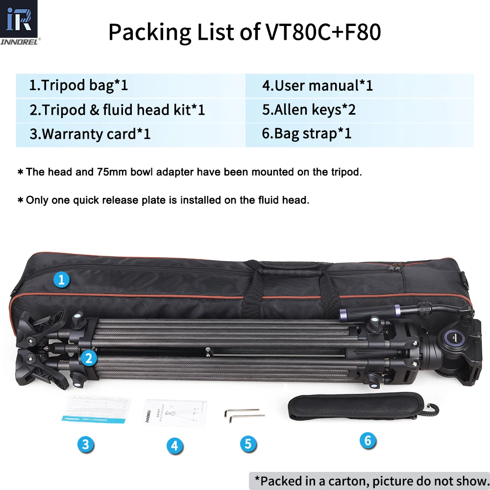 Профессиональный штатив VT80C из углеродного волокна с гидравлической жидкостной