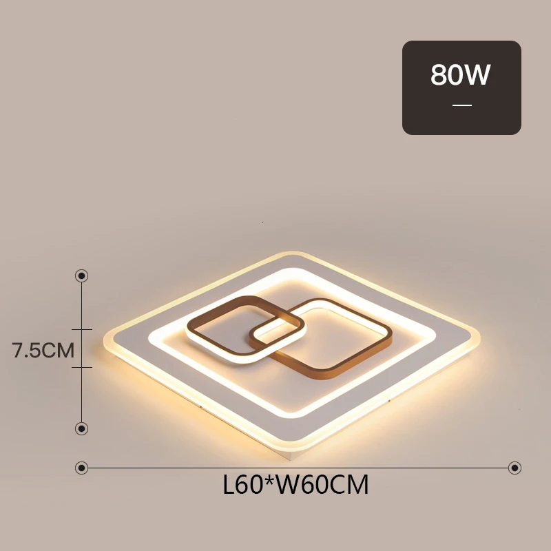 L60xW60CM Квадратный/прямоугольный современный светодиодный потолочный светильник, блестящий светодиодный потолочный светильник для гостиной, спальни, светодиодный светильник, монтируемый на поверхности потолочный светильник s - Цвет корпуса: L60xW60CM