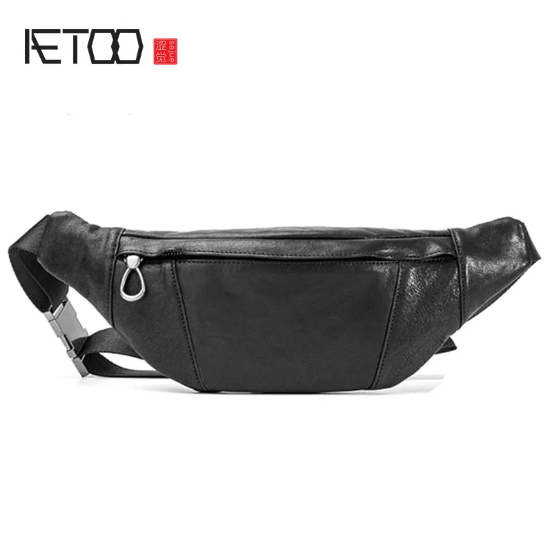 

Мужская нагрудная сумка AETOO, из воловьей кожи, повседневная, с наклоном