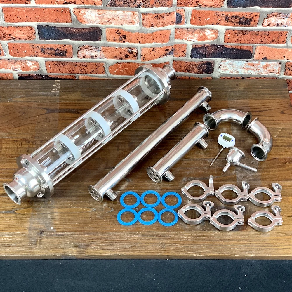 Стеклянная колонна для дистилляции. Барботажные тарелки из нержавеющей стали 4