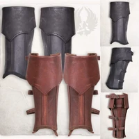 medieval gothic leather greave half chaps viking knight leg kit armor men larp rider boot cover gaiter cosplay costume for women