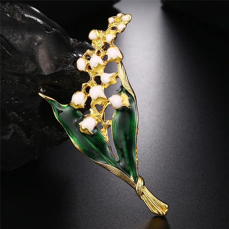 Модная эмалированная брошь из сплава в виде белых цветочных листьев Цветная