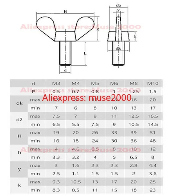M3 M4x5 6 8 10 12 16 20 30 40 50 мм 304 сталь Крыло Винт Ручка регулирующая Метрическая СТАЛЬНАЯ