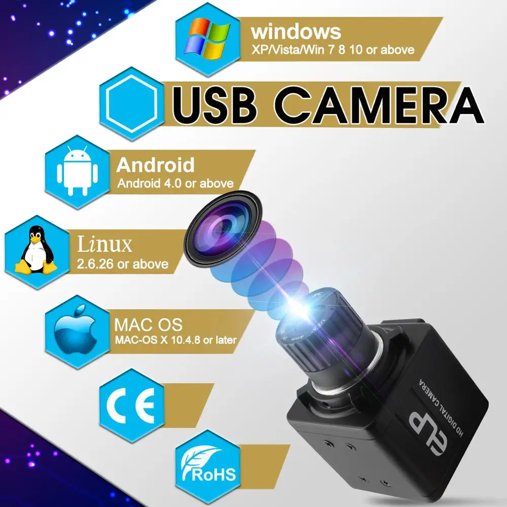 Монохромная черно-белая USB веб-камера 720P с глобальной затвором MJPEG 60fps