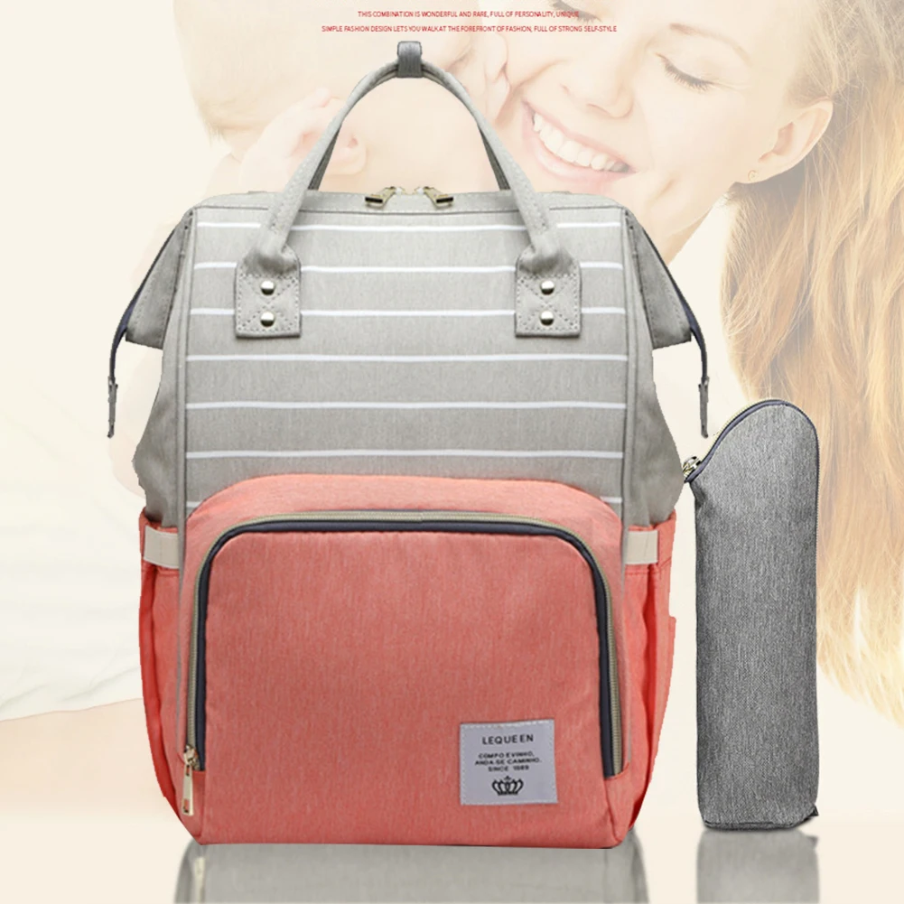 

Maternity Large Capacity Striped Bags Mommy Nursing Baby Diaper Nappy Backpack Portable Maternity Stylish Crib Nappy Backpack
