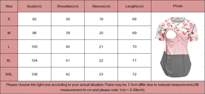 

Floral Striped Patchwork Women's Pregnant Maternity Fashion Nursing Tops Breastfeeding T-Shirt