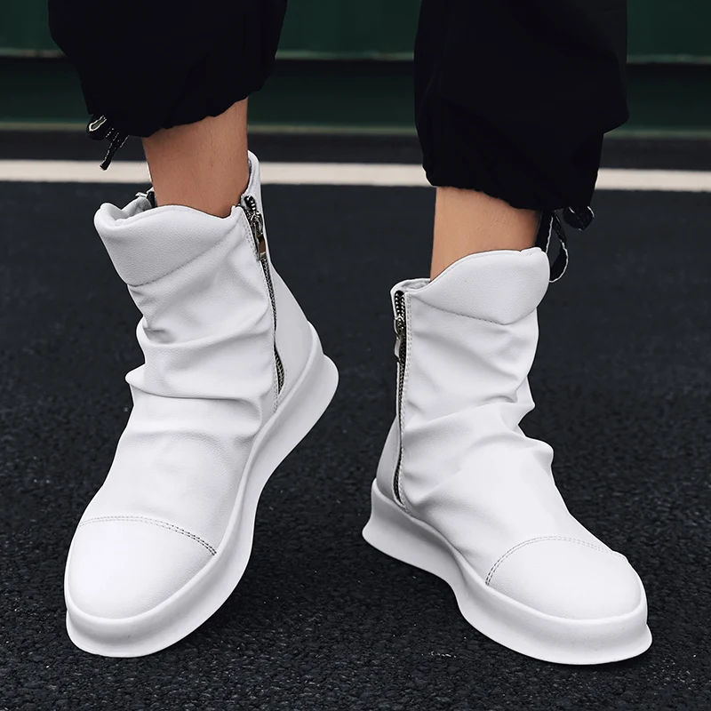 Мужские ботинки челси из искусственной кожи высокие мотоботы классические туфли