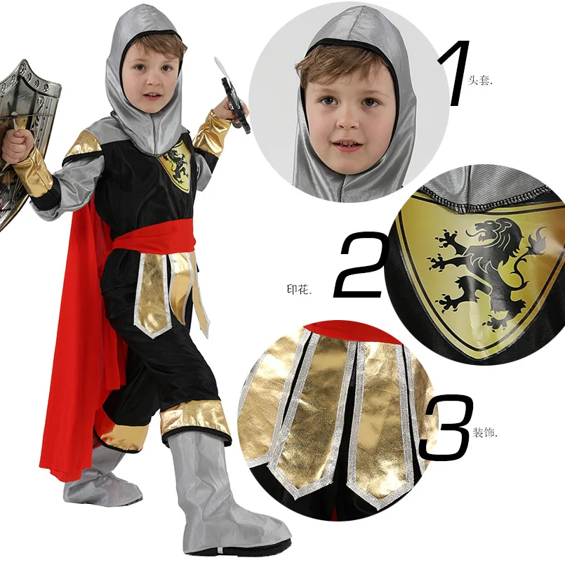 

Halloween Party Kids Royal Warrior Knight Costumes Boys Soldier Children Medieval Roman Cosplay Carnival Fancy Dress Christmas