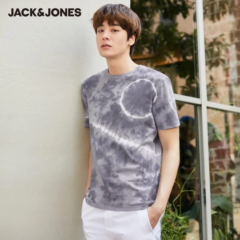 Мужская эластичная футболка с короткими рукавами JackJones 100% хлопок круглым вырезом