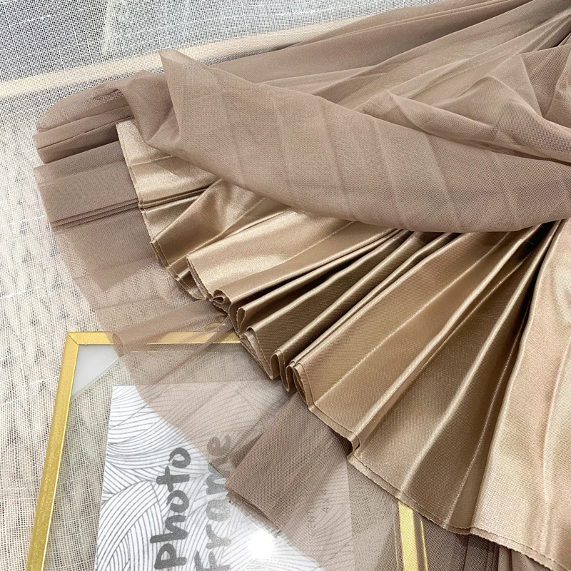 

Women Long Tulle Pleated Skirt Spring Summer Elastic High Waist Skirts Womens Elegant Mesh Midi Skirt Clothes