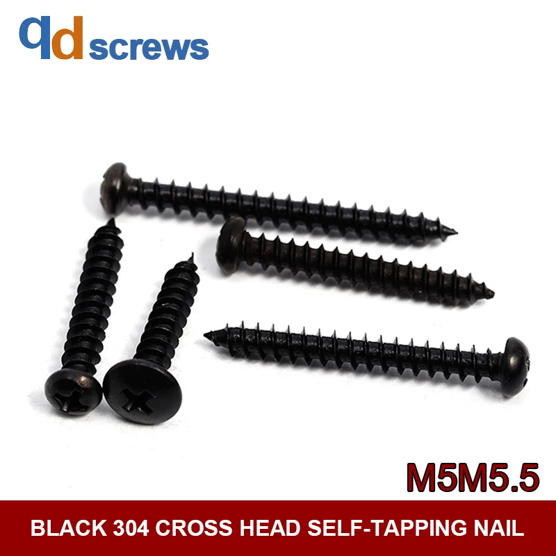 

Black Oxide 304 M4.8M5M5.5 Cross recessed pan head tapping screws self-tapping Phillip round screw GB845 DIN7981 ISO 7049