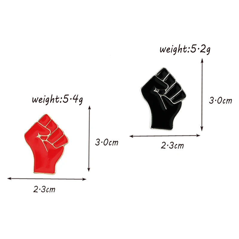 Эмалированные булавки с приподнятым кулаком солидарности черная красная