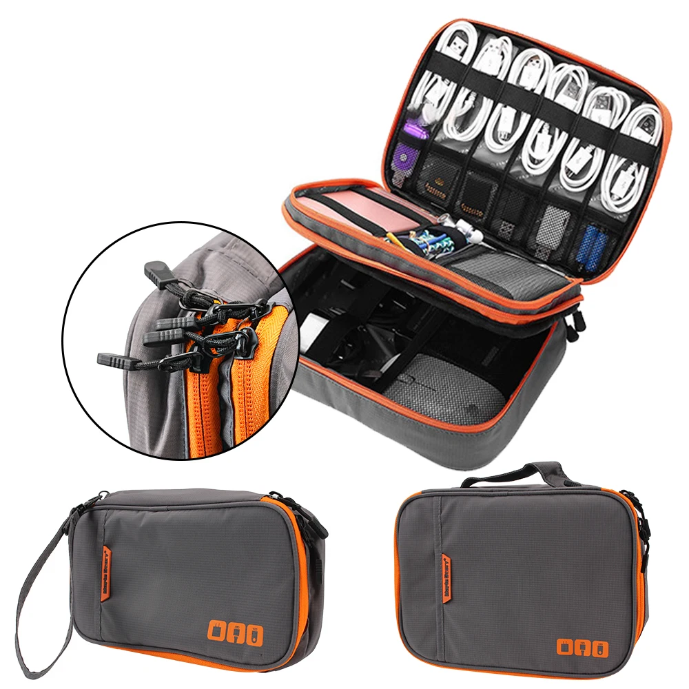 

Travel Cable Storage Gadget Organizer Digital Charger Wires Storage Bag Double Layer Travel Cable Bag