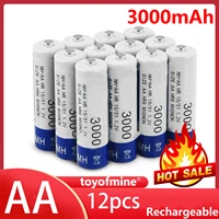 12pcs aa ni mh 3000mah 1 2v battery batteries bulk nickel hydride rechargeable