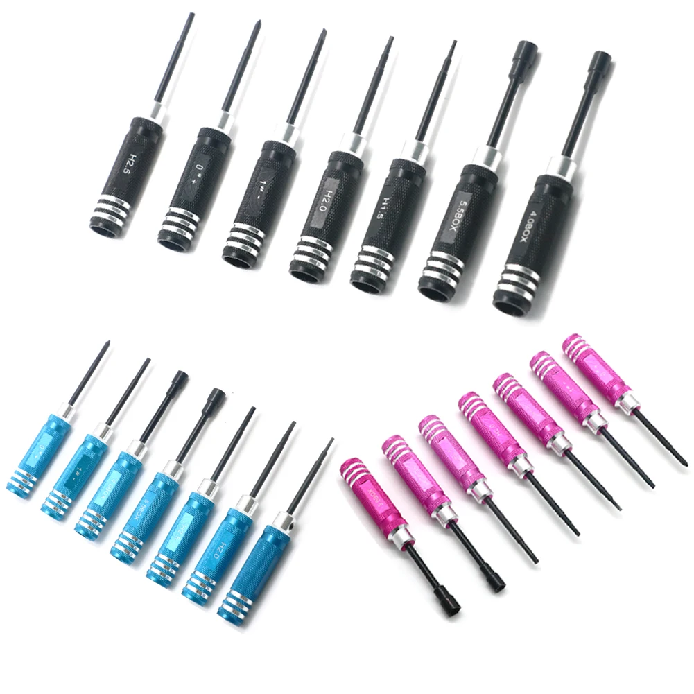 Kit de herramientas hexagonales para helic&oacute;ptero teledirigido, juego de destornilladores para coche teledirigido BK, rojo, azul y negro, para juguetes teledirigidos, 7 unidades-5