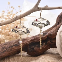 metal jewelry chinese style earrings personality hollow shaped tassel earrings women jewelry accessories decorations for girls