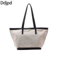 ddjpd simple canvas ladies bag fashion design large ladies shoulder bag casual beach shopping bag tote bag