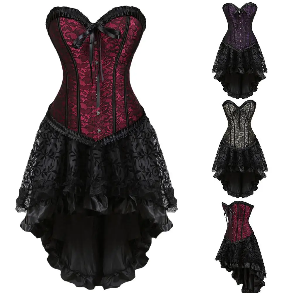 Женское вечернее платье корсет без рукавов готическое Бандажное с оборкой