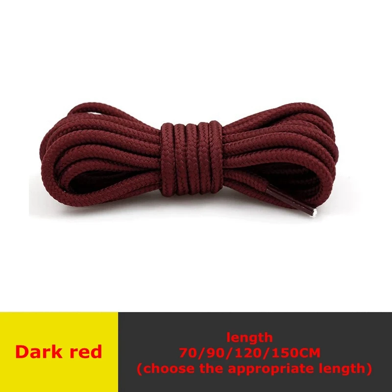 Dark red 1 пара, круглые шнурки, высокое качество, полиэстер, классические, Off white, шнурки для обуви, не выцветают, уличные, для отдыха, кроссовки, обувь, кружево, унисекс - Цвет: Dark red