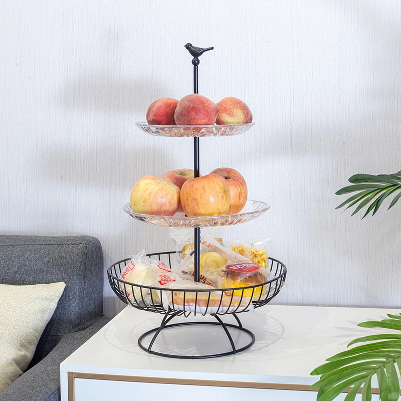 

3 Layer Nordic Metal Storage Basket Multi-Function Fruit Candy Stand Tray Home Wedding Desktop Iron Art DIY Decor Storage Basket