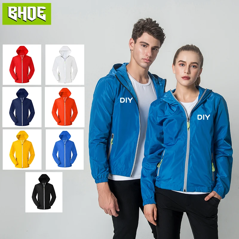 

Custom Jacket Windbreaker DIY Print Embroidery Logo Design Photos Thin Wind proof Coat Jackets Advertisement Company Service