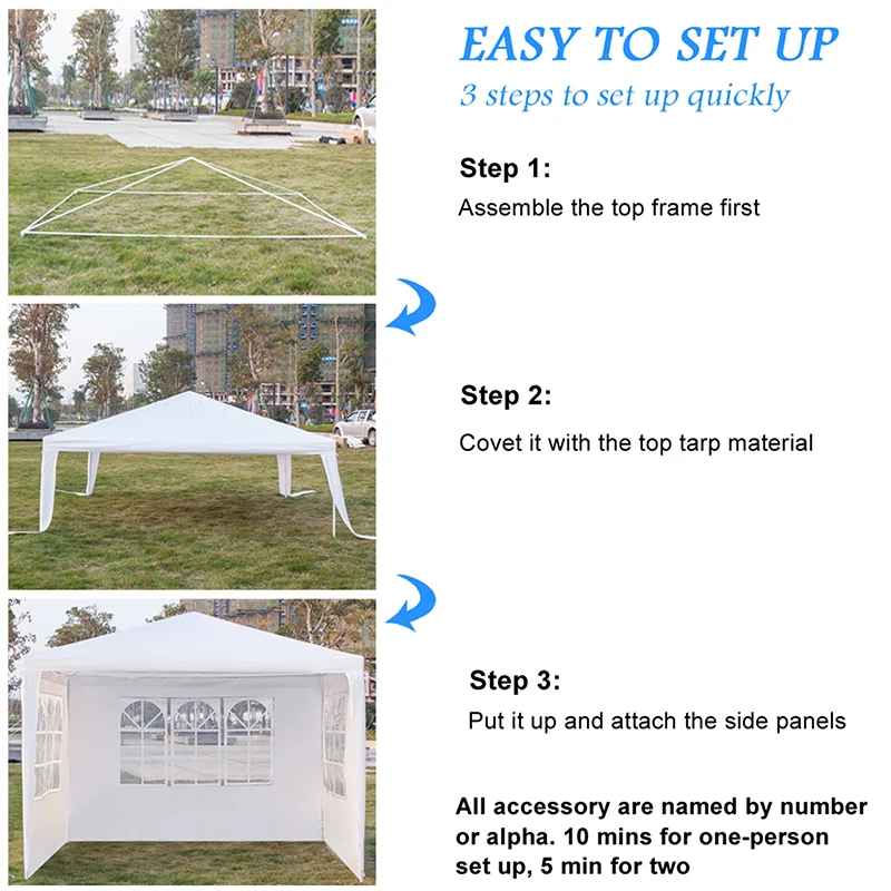 

3 x 3m Three Sides Waterproof Tent with Spiral Tubes Party Awning Sunshade Sail For Outdoor Garden Beach Camping Sun Shelter