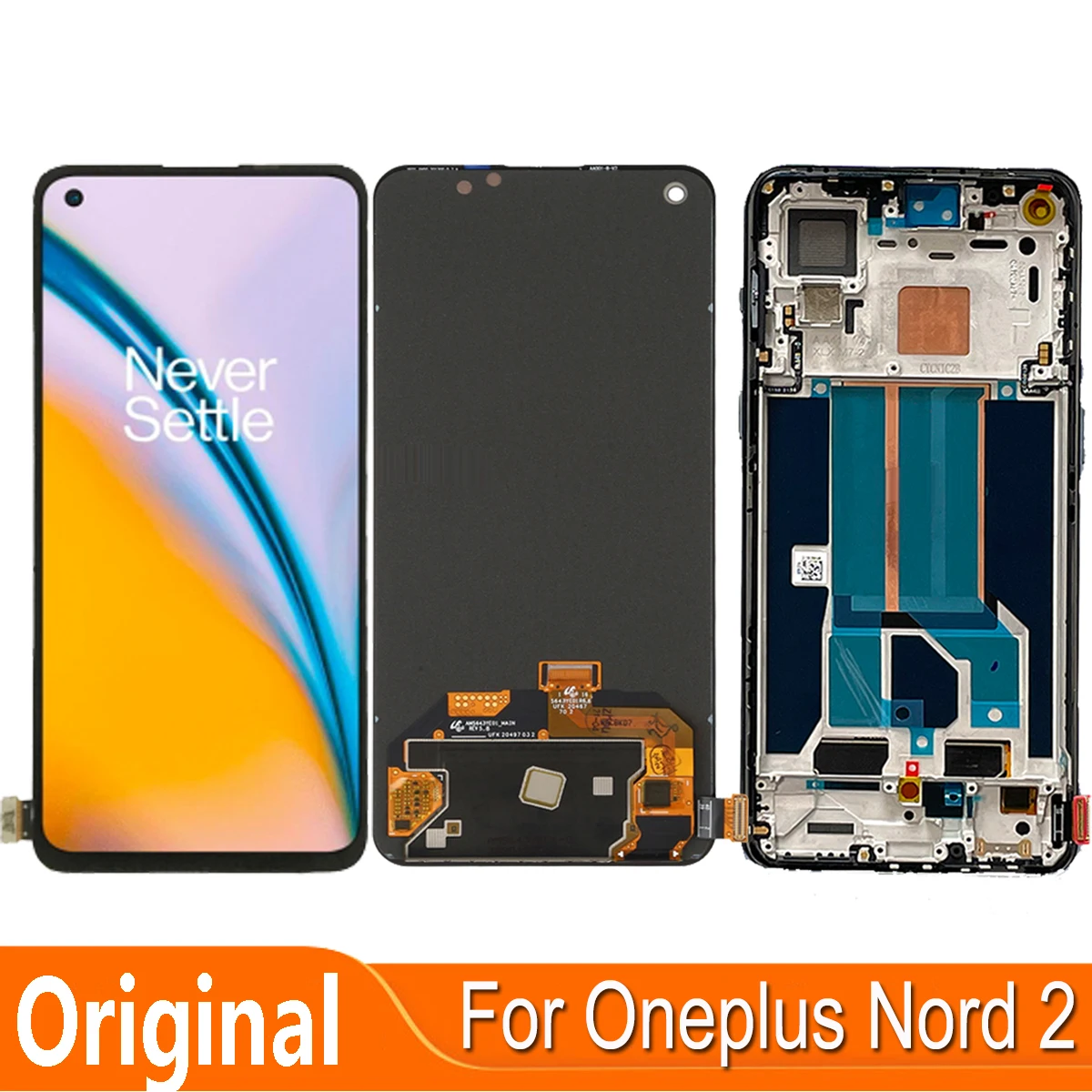 Pantalla LCD Original de 6,43 pulgadas para Oneplus Nord 2, piezas de reparaci&oacute;n de montaje de digitalizador con pantalla t&aacute;ctil, para Nord 2, Nord2, 5G, DN2101, DN2103-0