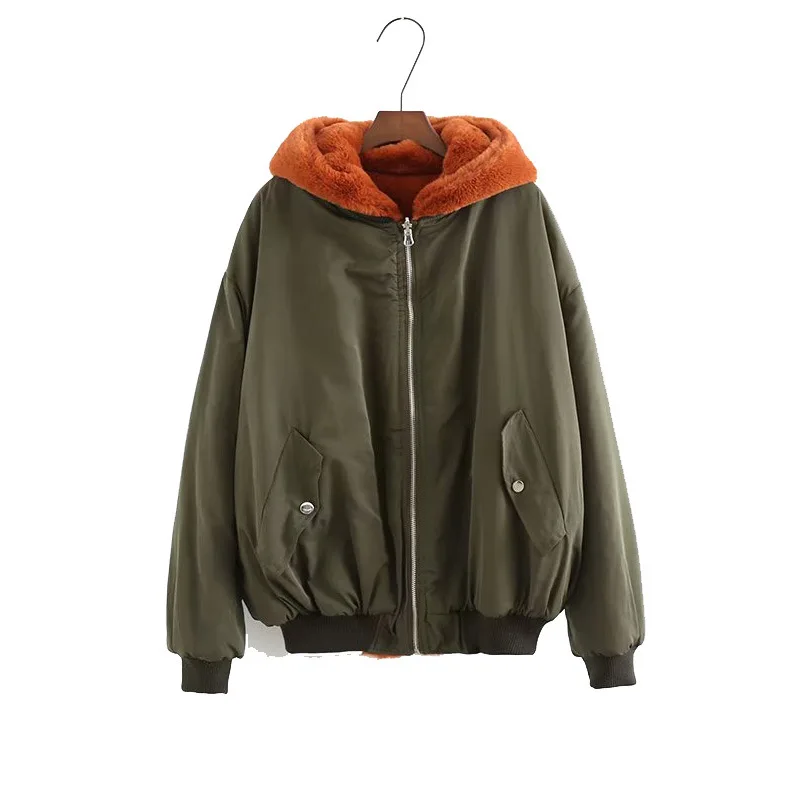 

double-sided new cotton-padded jacket Europe and the United States is natural cotton yards loose flying yuan jacket