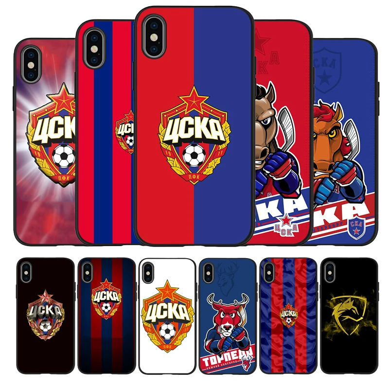 ЦСКА Черный силиконовый чехол для мобильного телефона iPhone 12 XR XS Макс 5 5S SE 2020 6 6S 7 8