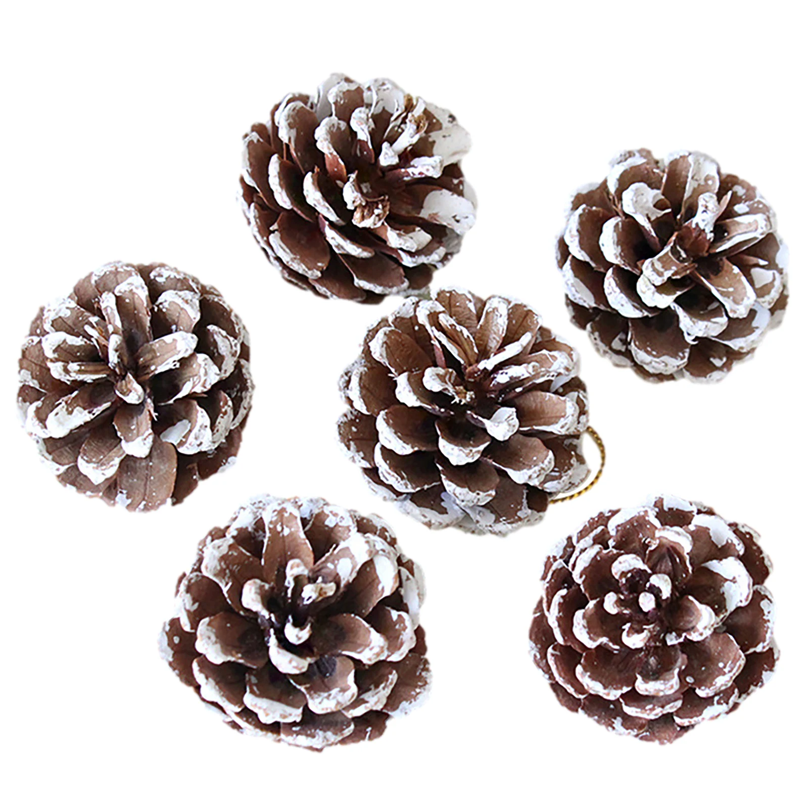 

6 шт., 5 см, украшение для рождественской елки, подвеска в виде сосны, Рождественское украшение, натуральная сосновая шишка, окрашенная белая ...