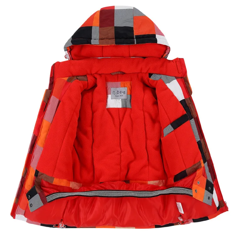 Детский лыжный костюм ветрозащитный водонепроницаемый теплый флисовый зимний