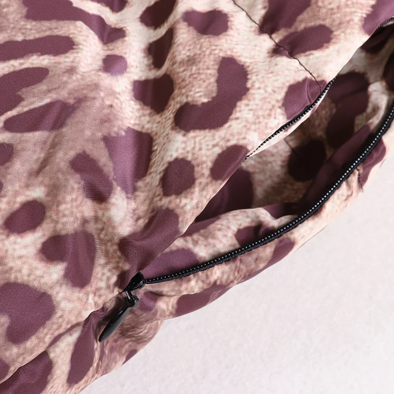 

Hooded Parka Down Outerwear Coats 2019 Winter Women Sexy Wild Animal Prints Long Sleeve Casual Down Overcoats Female