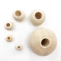 8 50mm diy natural ball round spacer wooden beads lead free wooden balls big large hole wooden beads for diy jewelry making