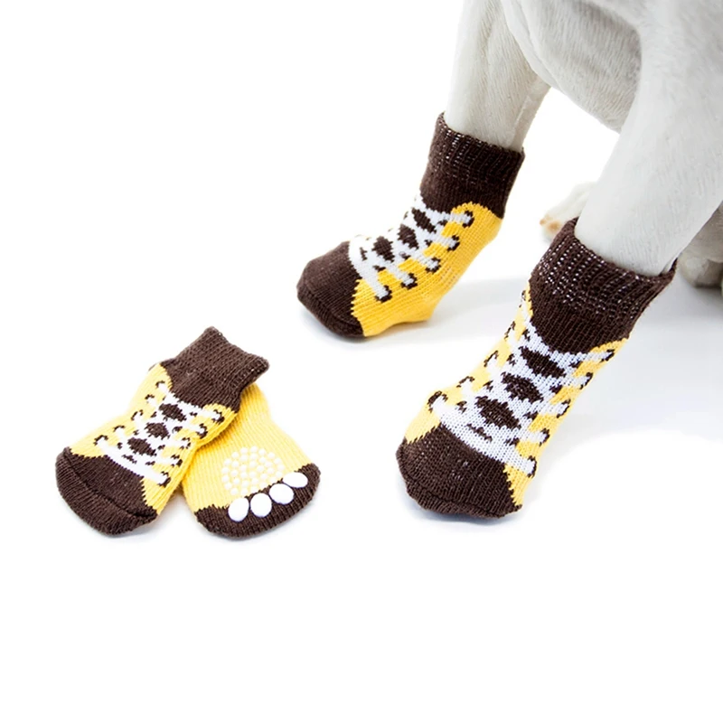 

Pet Cute Non-Skid Knitted Cotton Socks For Small And Medium Dogs Puppy Warm Walk Socks With Love Heart