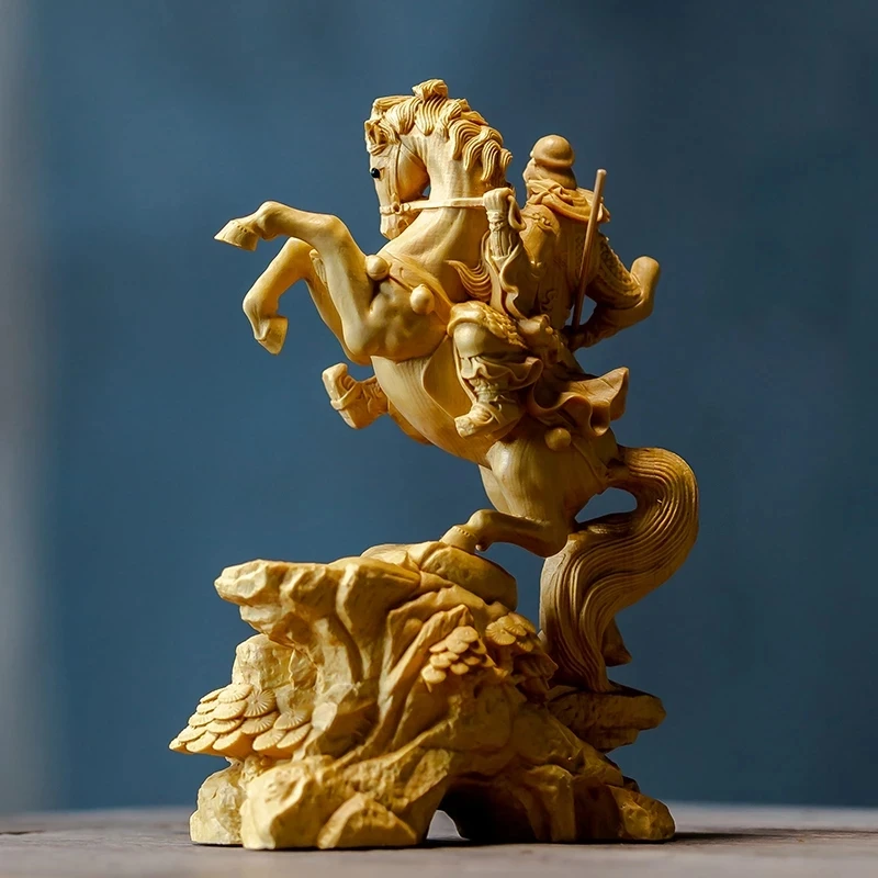 

Деревянная статуя размером 14 см, искусственное богатство, Бог, счастливая поездка, Гуань гонг, украшение для дома, семейное украшение