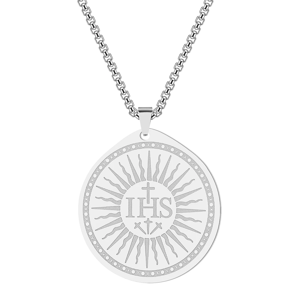 

2021Novembe Simple Classic Fashion Jesus Christ Monogram Cross Pendant Necklace Girl Chain Necklaces For Women Christian Jewelry