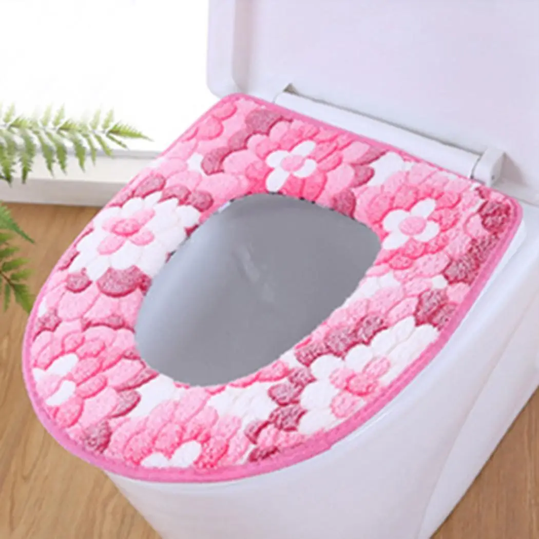Мягкий коралловый Бархатный Чехол для унитаза теплый коврик красный фиолетовый