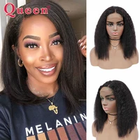 bob lace front wigs peruvian kinky straight wig pre plucked kinky straight human hair bob wig for black women 150 density queen