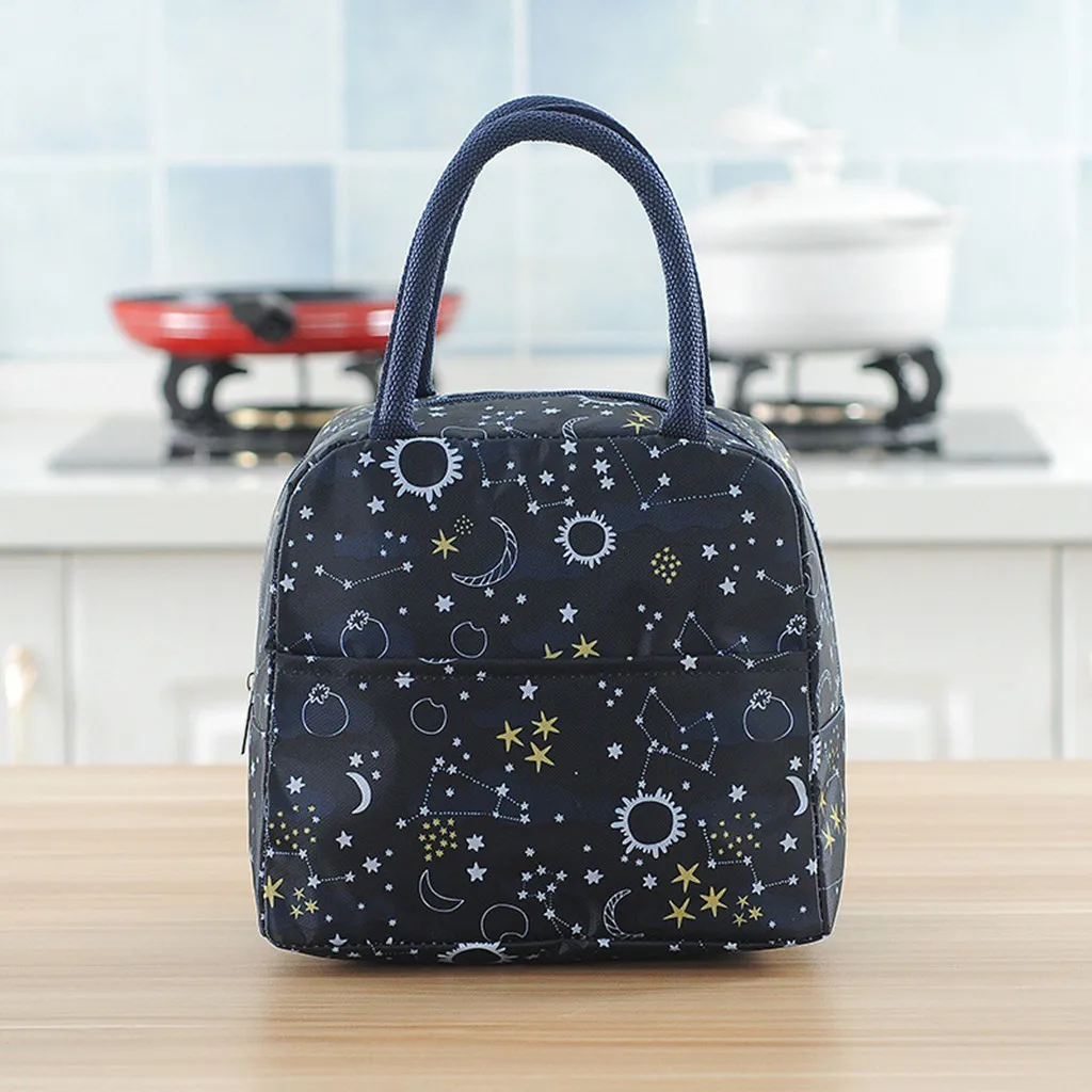 Сумка для еды bolsa termica, модная сумка для обеда, портативная, водонепроницаемая, толщина, для пикника, школы, офиса, с цветочным принтом, d90814