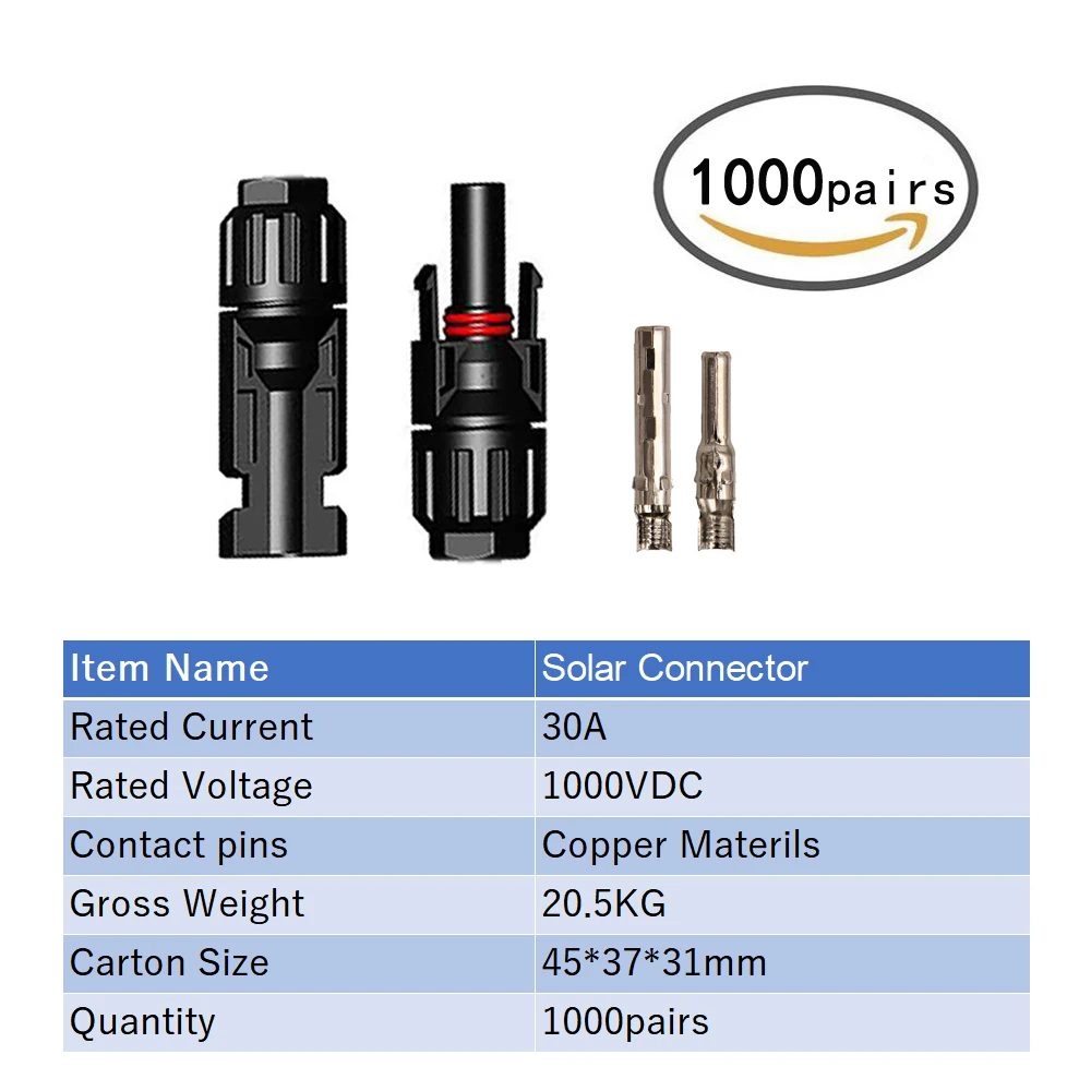 1000 пар/коробка PV разъем папа и женщина панели солнечных батарей 30A В для кабеля 2
