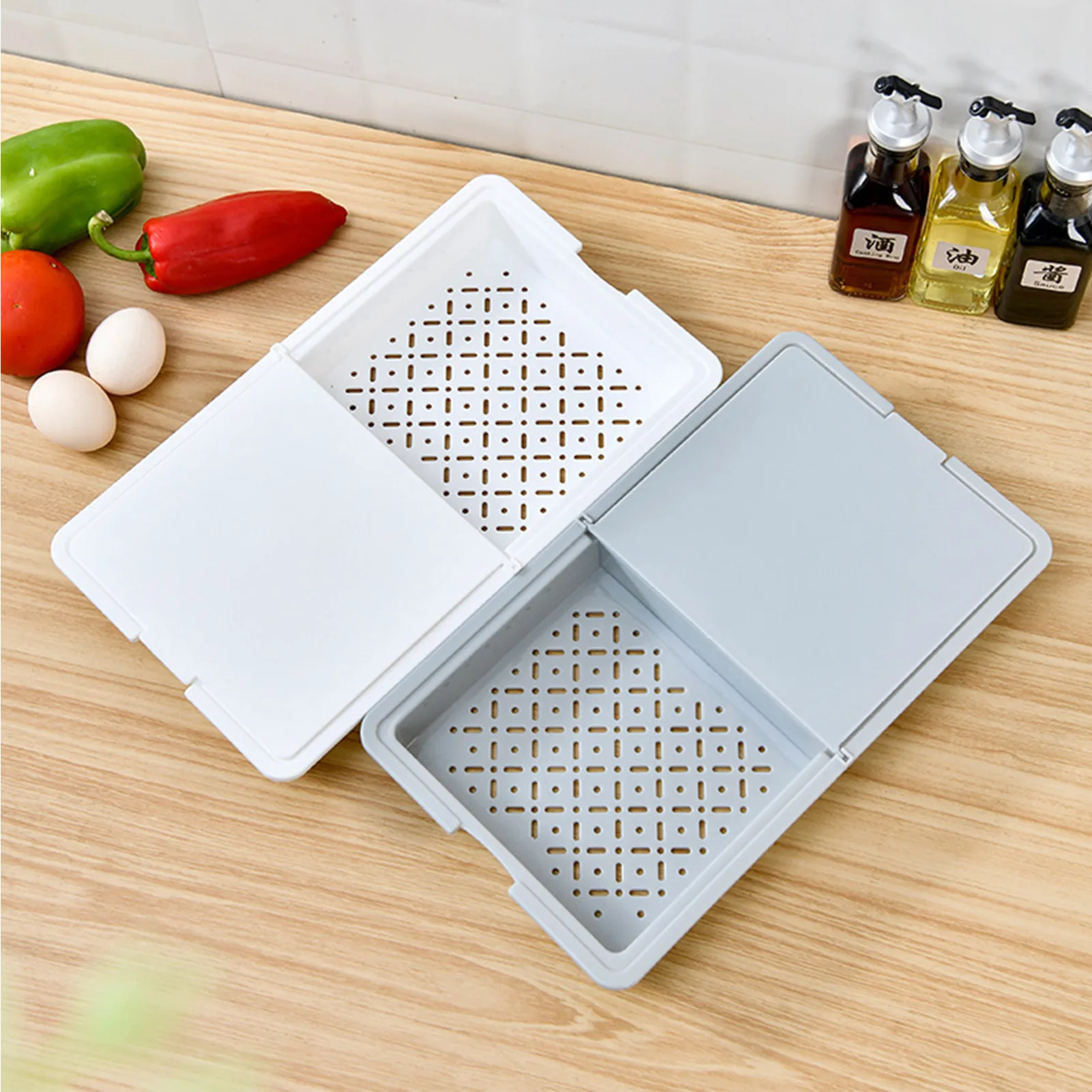 

Multifunctional Cutting Board Strainer Fruit Vegetable Cutting Board Non-slip Chopping Boards Kitchen Home Tools Antibacterial