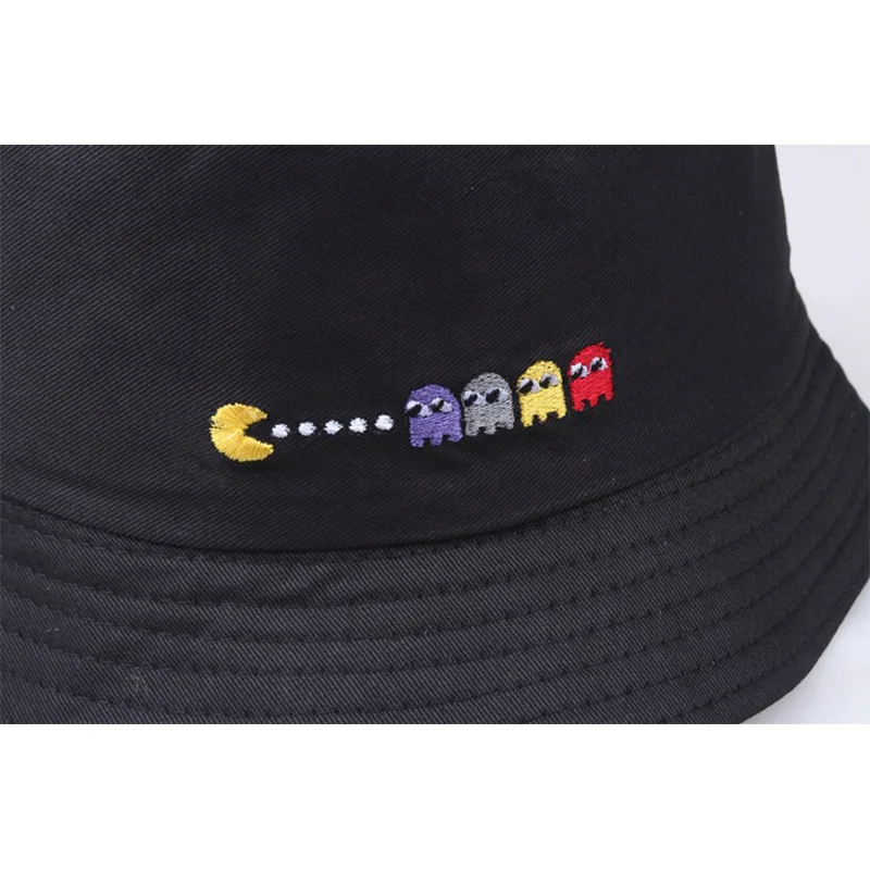 

Childhood Memory Cartoon Embroidery Bucket Hat Men Women Travel Seaside Street Beach Fisherman's Hat Sunscreen Panama Cap F8